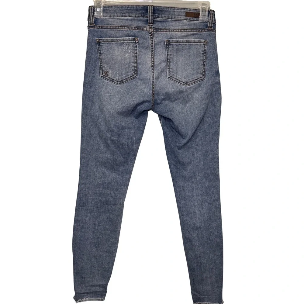 Kut‎ from the Kloth Ankle Skinny Jeans Light Wash Distressed Frayed Hem Size 4